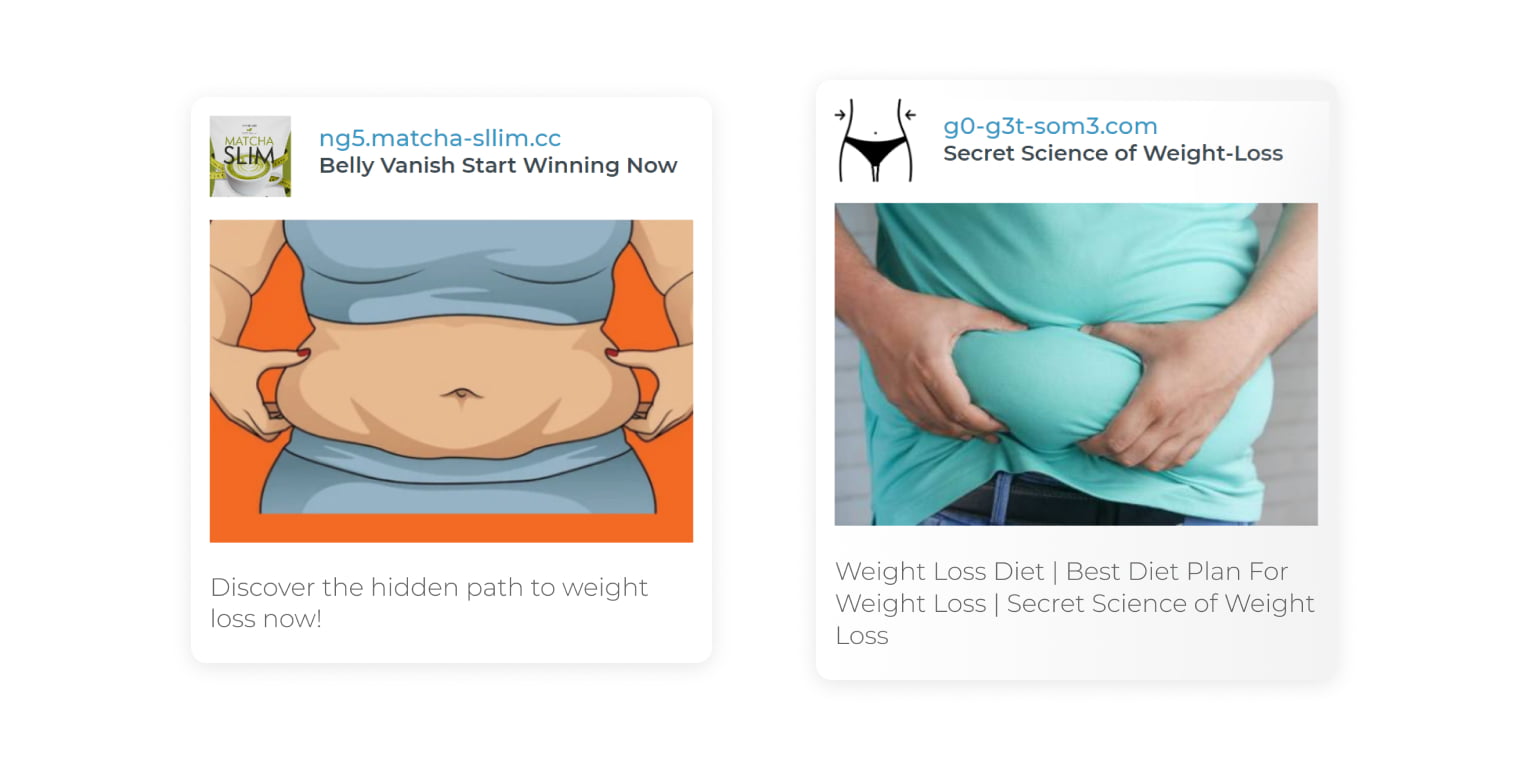 Weight loss problem Nutra creatives