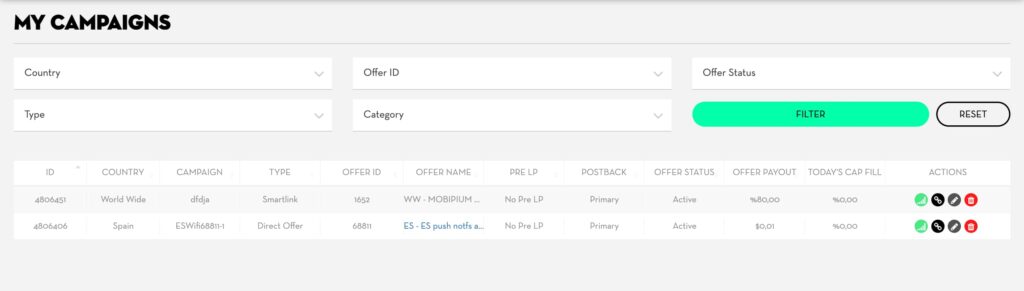 Mobipium campaigns