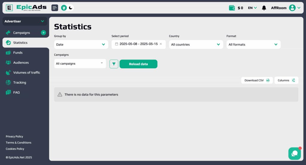 EpicAds Statistics