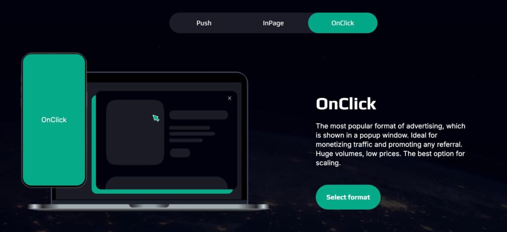 On-click ad format