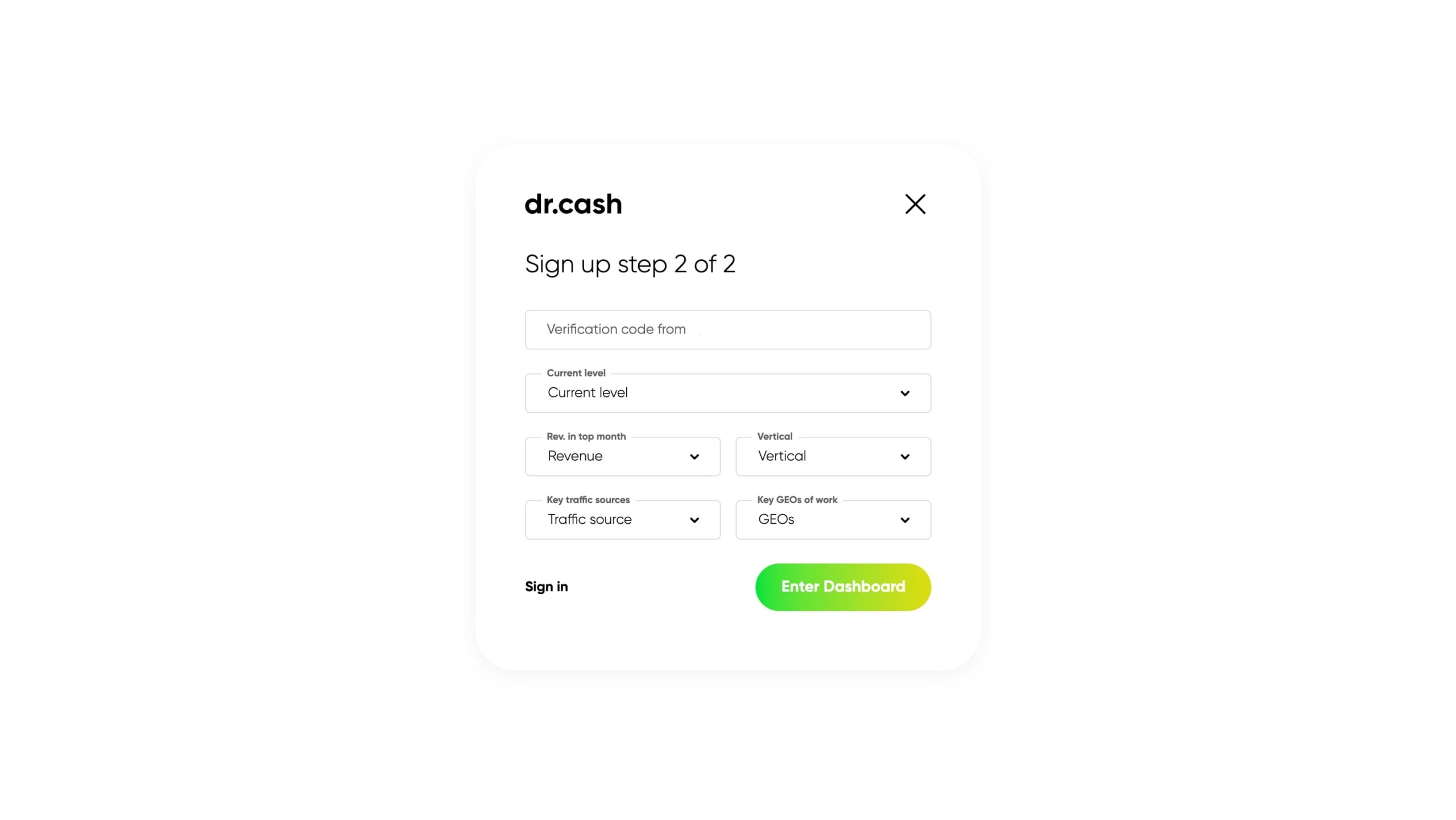 Dr.cash Registration Form