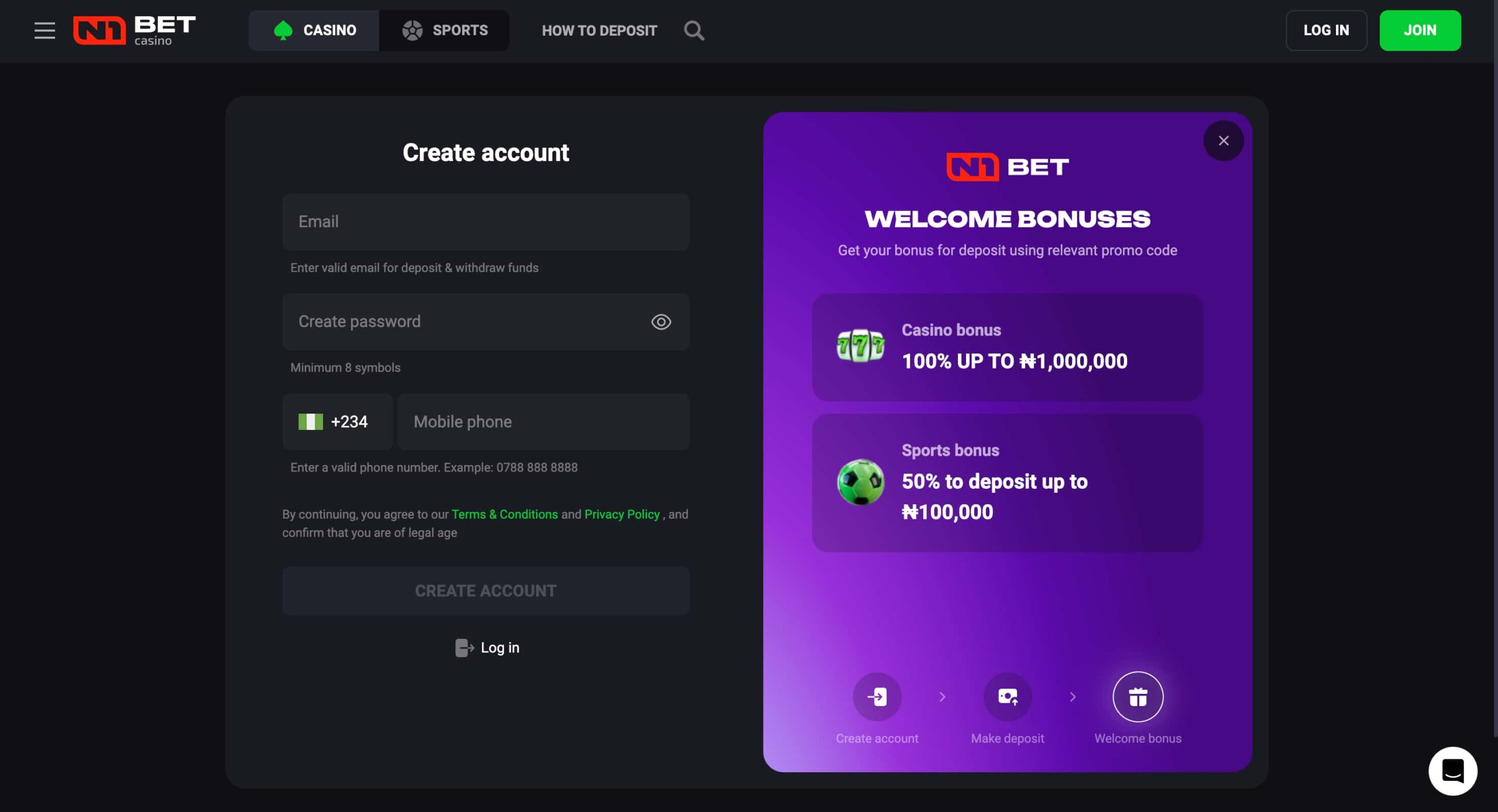 Pop up pre landing page