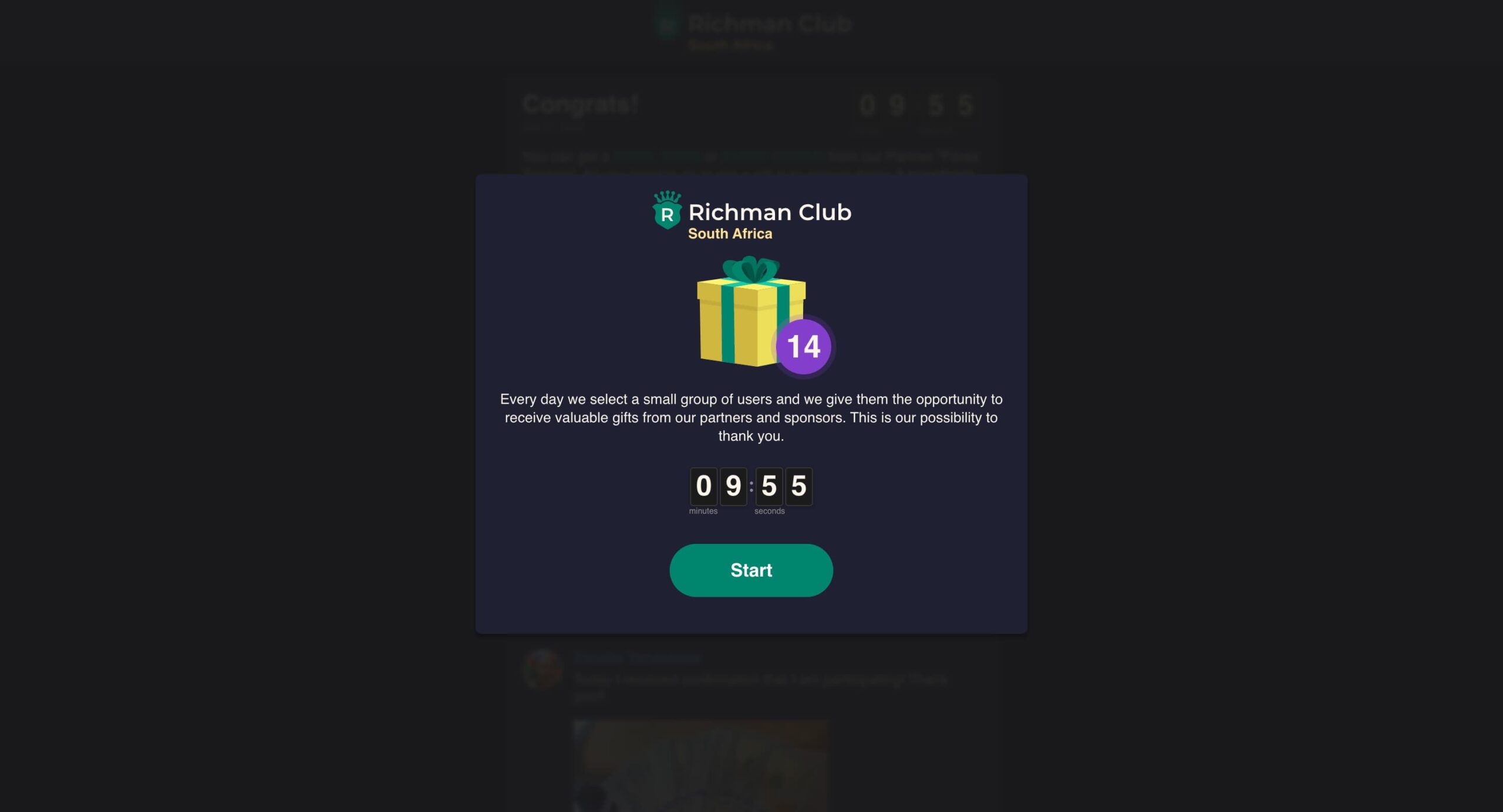 Pop up prelanding page