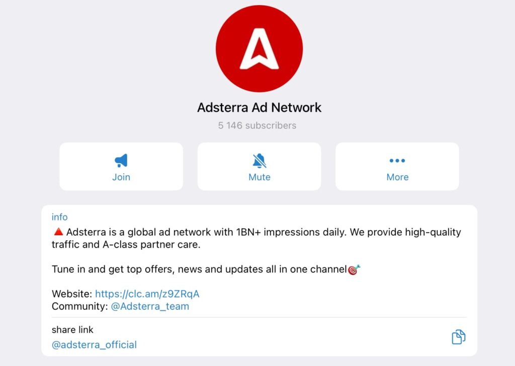 Adsterra Telegram Group