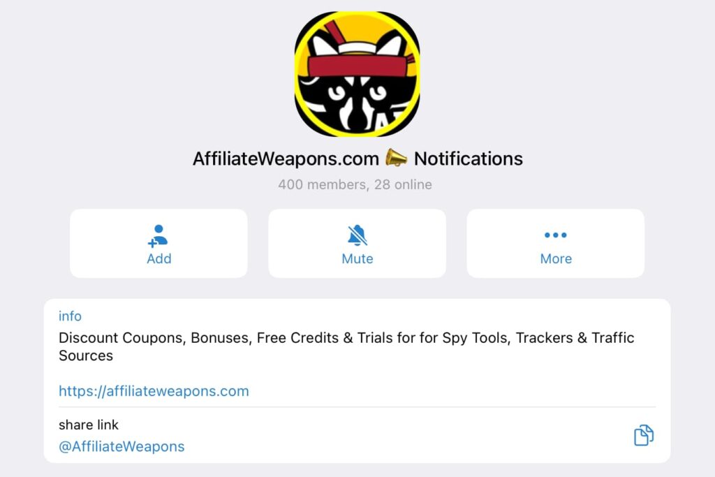 AffiliateWeapons Telegram Chat