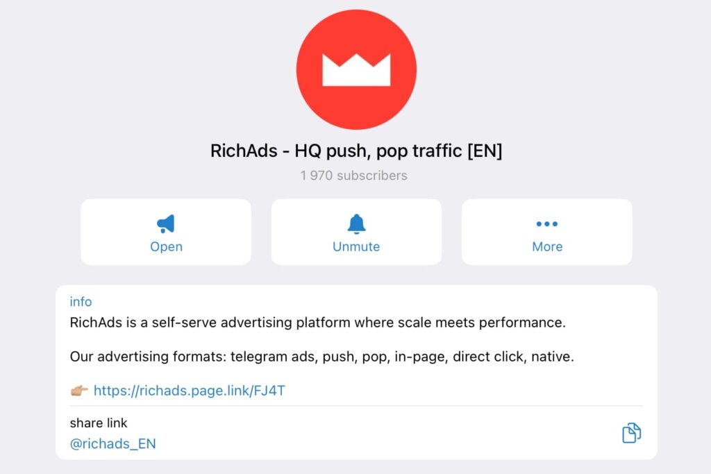 RichAds Telegram group